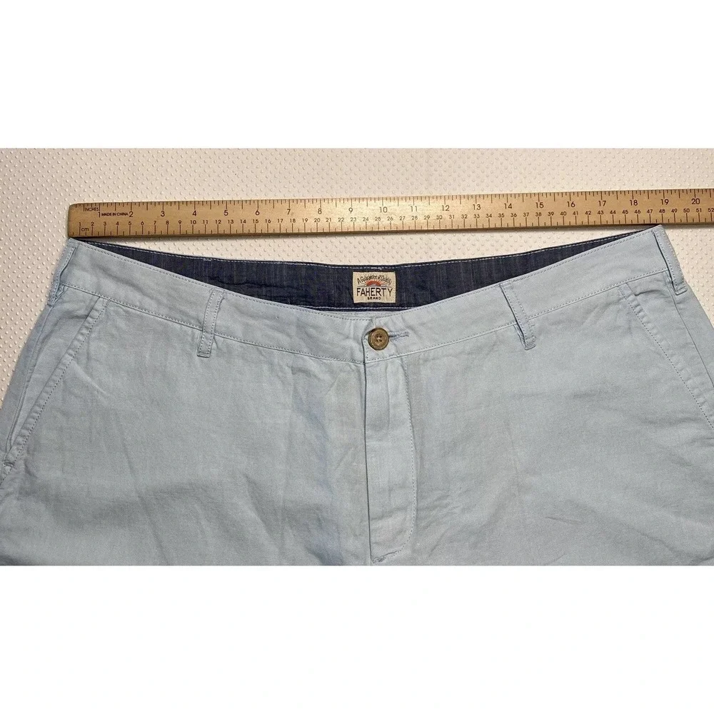 Faherty Brand Men's Shorts Blue Linen Blend Size 38‎